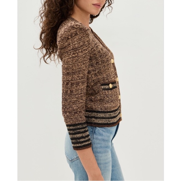 L'Agence Jenni Brown Puff Sleeve Cardigan - Picture 4 of 11
